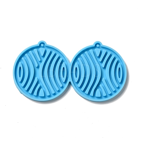 DIY Flat Round with Wave Pendant Silicone Molds DIY-I099-24-1
