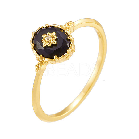 925 Sterling Silver & Clear Cubic Zirconia & Natural Agate Finger Rings FS-WG1BD13-03-1