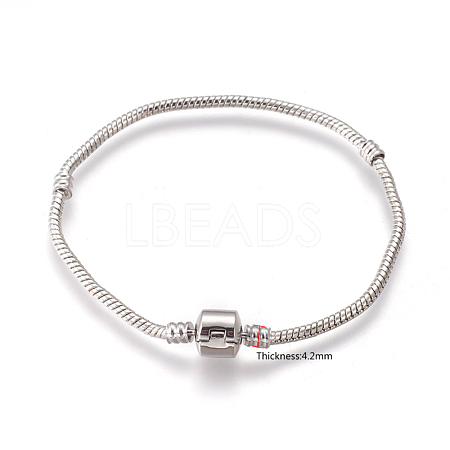 Brass European Style Bracelets with Brass Clasp without Sign X-PPJ005Y-P-1