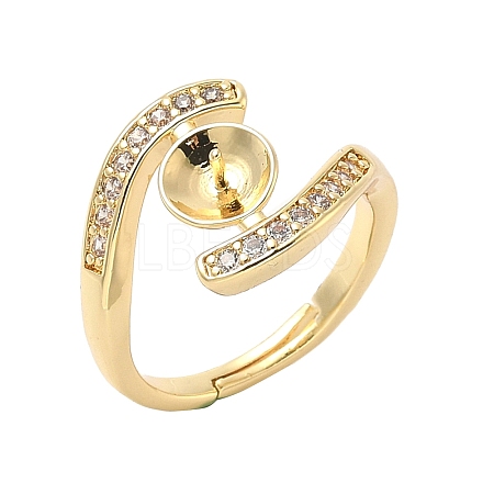 Brass Micro Pave Cubic Zirconia Cup Peg Ring Settings KK-B166-04G-1