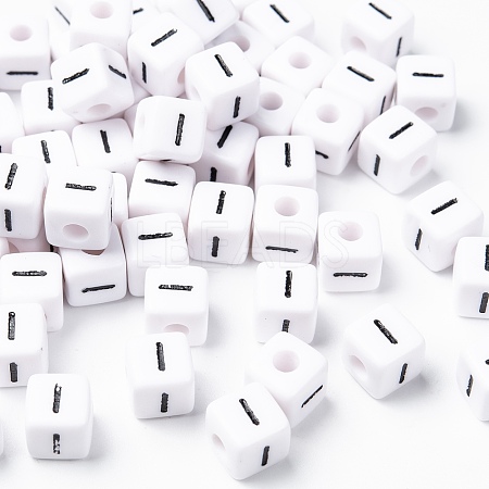 Letter Acrylic European Large Hole Beads X-OPDL-R050-10mm-I-1