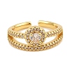 Brass Micro Pave Cubic Zirconia Cuff Rings for Women RJEW-S392-21G-2