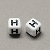 Large Hole Acrylic Letter European Beads SACR-Q103-6mm-01H-2