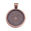 Flat Round Alloy Pendant Cabochon Settings PALLOY-A15654-R-1