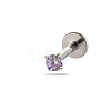 G23 Titanium Alloy Cubic Zirconia 17 Gauge Flat Round Threadless Labrets WG94BD7-16-1