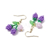 Flower with Cherry 304 Stainless Steel Glass Seed Beads Dangle Earrings EJEW-MZ00419-4