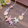 Summer Beach Alloy Colorful Enamel Starfish & Shell Bib Necklaces NJEW-B113-06-1