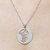 Non-Tarnish 201 Stainless Steel Hollow Sun & Moon Pendant Necklace NJEW-OY001-70-1