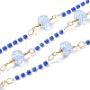 Brass Hexagonal Column Glass Seaded Beaded & Resin Round Beaded Link Chains CHC-G026-01E-1
