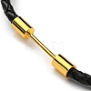 Brass Column Bar Link Bracelet with Leather Cords BJEW-G675-05G-11-2