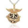 Golden Tone Brass Hollow Round Cage Pendants KK-J237-08G-1