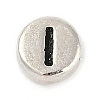 925 Sterling Silver Flat Round with Letter Beads STER-G044-01AS-I-1
