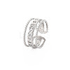 304 Stainless Steel Curb Chain Shape Open Cuff Ring for Women RJEW-S405-228P-3