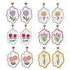 6 Pair 6 Style Acrylic Flower Dangle Stud Earrings EJEW-JE05471-1