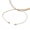 3mm Round Faceted Natural Rainbow Moonstone & Seed Beads Braided Bead Bracelets BJEW-JB10594-04-4