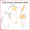 40Pcs 2 Styles Leaf Stainless Steel Round Tray Stick Lapel Pins JEWB-SC0001-75A-2