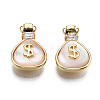 Brass Micro Pave Clear Cubic Zirconia Charms KK-S356-419-NF-2