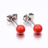 Tarnish Resistant 304 Stainless Steel Spray Painted Stud Earrings EJEW-H353-07-C-1