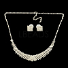 Fashionable Wedding Rhinestone Necklace and Stud Earring Jewelry Sets SJEW-R046-05-3