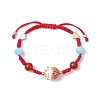Fortune Cat Handmade Porcelain & Natural Carnelian & Acrylic Braided Bead Bracelets BJEW-JB10504-1