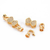 Brass Micro Pave Clear Cubic Zirconia Fold Over Clasps KK-S354-318-NF-3