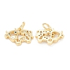 Brass Clear Cubic Zirconia Charms ZIRC-B010-22G-2