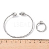Teardrop Brass Micro Pave Cubic Zirconia Cuff Bangles & Rings Sets for Women SJEW-R002-04P-02-4