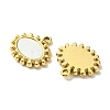 Ion Plating(IP) 304 Stainless Steel Pave Shell Oval Charms FIND-Z028-25G-2