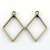 Rack Plating Alloy Rhombus Open Back Bezel Pendants LS-PALLOY-S047-14F-FF-1