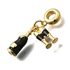 Brass Enamel Goblets & Wine Bottle European Dangle Charms Large Hole Pendants KK-Z093-08G-02-2