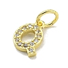 Letter Brass Micro Pave Clear Cubic Zirconia Pendants KK-K354-06G-Q-2