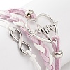 4Pcs 4 Color Alloy Heart Beat & 304 Stainless Steel Infinity Links Multi-strand Bracelets Set BJEW-TA00190-6