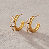 304 Stainless Steel Pave Clear Cubic Zirconia Stud Earrings WGE1729-01-4