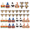 40Pcs 8 Style Single Face Printed Basswood Big Pendants WOOD-AR0001-35-1