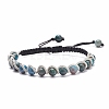 Round Natural Apatite Braided Bead Bracelet BJEW-TA00106-1