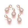 Brass Cubic Zirconia Charms KK-E772-14B-RG-2