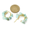 Natural Amazonite Chips Braided Hoop Earrings EJEW-JE04940-16-2