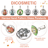 24Pcs 6 Color Hamsa Hand Pattern Glass Pendants GLAA-DC0001-01-4
