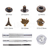 18 Sets Eiffel Tower & Tree & Mushroom Brass Leather Snap Buttons Fastener Kits SNAP-YW0001-07AB-2