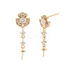 Flower Shape Brass Micro Pave Clear Cubic Zirconia Earring Findings KK-S356-436-NF-1