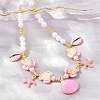 Ocean Brass Enamel Starfish Shell Shape Pendant Round ABS Imitation Pearl Beaded Necklaces KK-CBA4547-04C-G-2