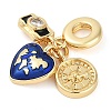 Rack Plating Brass Clear Cubic Zirconia European Dangle Charms KK-P287-18C-G-2