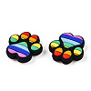 Rainbow Style Pattern Silicone Beads SIL-N005-01-3