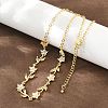 Brass Pave Cubic Zirconia Flower Link Chain Necklaces KK-CBA4547-18G-10-2