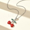 Brass & Cubic Zirconia Enamel Pendant Necklaces SA-CBA7E55-02P-1
