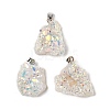Electroplated Raw Rough Natural Druzy Agate Pendants G-H084-07P-02-1