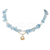 Natural Aquamarine Chips Beads Necklaces & Bracelets Sets for Women SJEW-JS01372-01-4