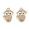 Brass Micro Pave Clear Cubic Zirconia Charms KK-Q764-009-1