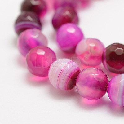 Faceted Natural Striped Agate/Banded Agate Beads Strands X-G-F447-4mm-H08-1