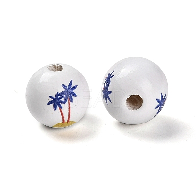 Natural Wood European Beads WOOD-S059-01G-1